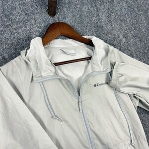 Columbia‎ Women's XS Gray Pink Patterned Lightweight Hooded Windbreaker Jacket